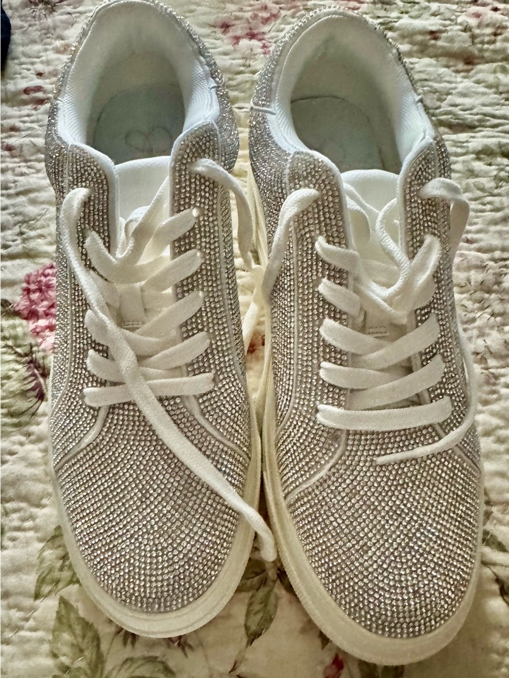 Jessica Simpson Silver Rhinestone Lace-Up Sneakers